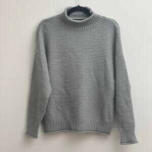 Gray Roll Mock Neck Heavy Knit Classic Minimalist Pullover Sweater Womens Size M